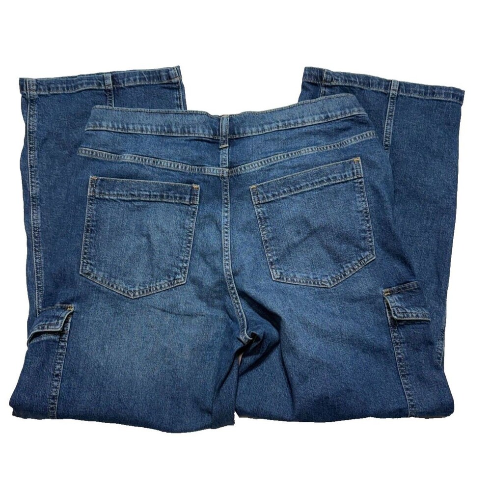 Gap 90s Loose Cargo Jeans Womens 32/14 Short Mid Rise Wide Leg Y2K Denim - Picture 2 of 14